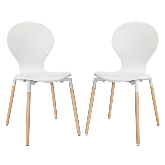 Path Dining Chair Set of 2 by Modway in White