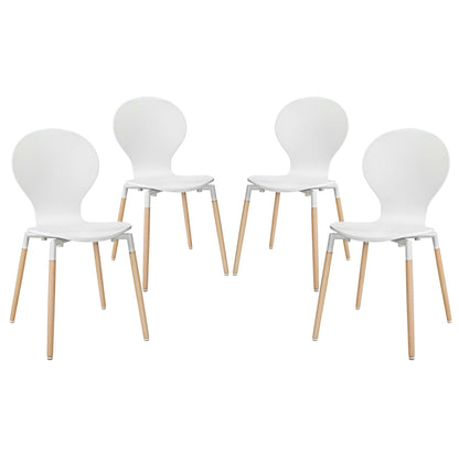 Path Dining Chair Set of 4 by Modway in White