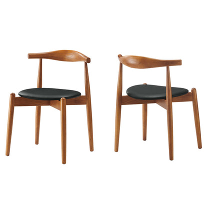 Stalwart Dining Side Chairs Set of 2 by Modway in Dark Walnut Black