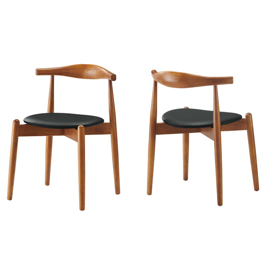 Stalwart Dining Side Chairs Set of 2 by Modway in Dark Walnut Black