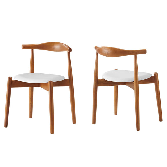 Stalwart Dining Side Chairs Set of 2 by Modway in Dark Walnut White