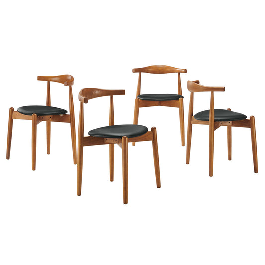 Stalwart Dining Side Chairs Set of 4 by Modway in Dark Walnut Black