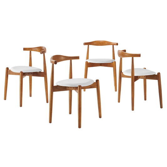 Stalwart Dining Side Chairs Set of 4 by Modway in Dark Walnut White