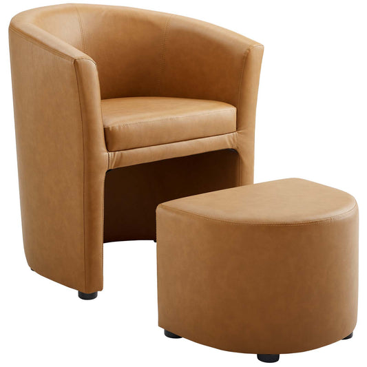 Divulge Armchair and Ottoman by Modway in Tan