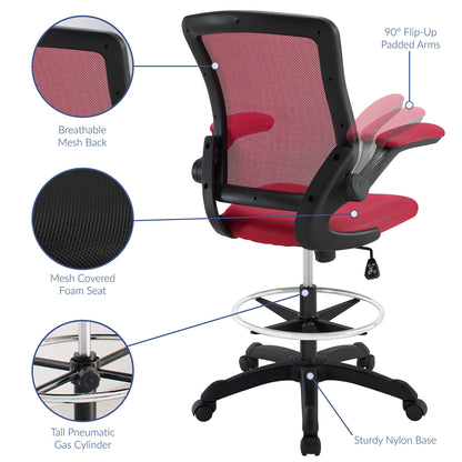 Veer Drafting Chair by Modway in Red