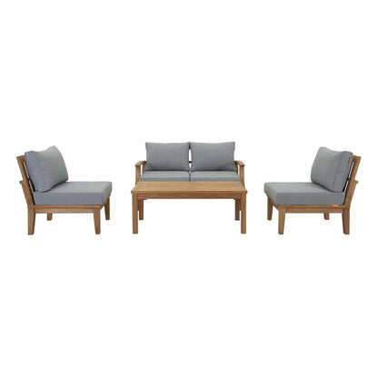 Marina 5 Piece Outdoor Patio Teak Set by Modway in Natural Gray