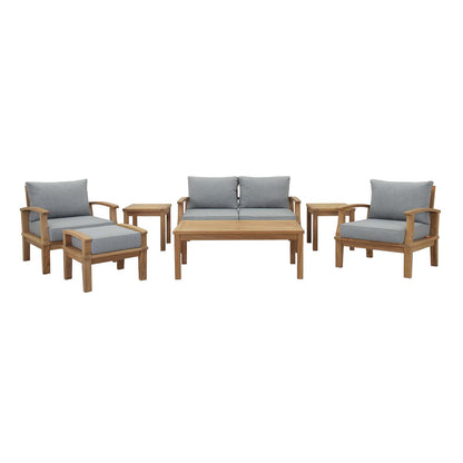 Marina 7 Piece Outdoor Patio Teak Set by Modway in Natural Gray
