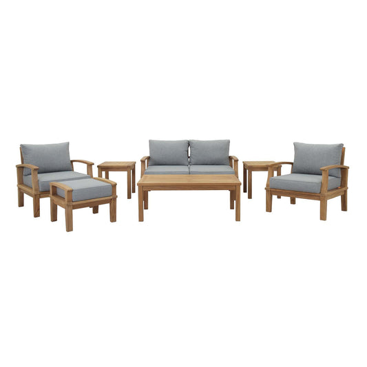 Marina 7 Piece Outdoor Patio Teak Set by Modway in Natural Gray