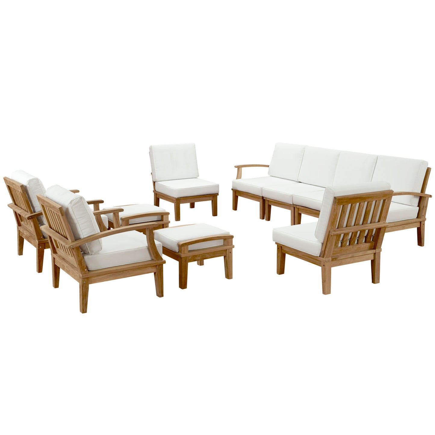 Marina 10 Piece Outdoor Patio Teak Set by Modway in Natural White