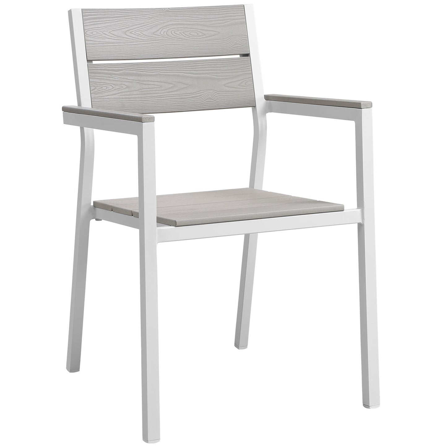 Maine Dining Outdoor Patio Armchair by Modway in White Light Gray