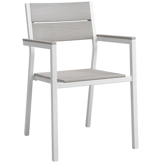 Maine Dining Outdoor Patio Armchair by Modway in White Light Gray