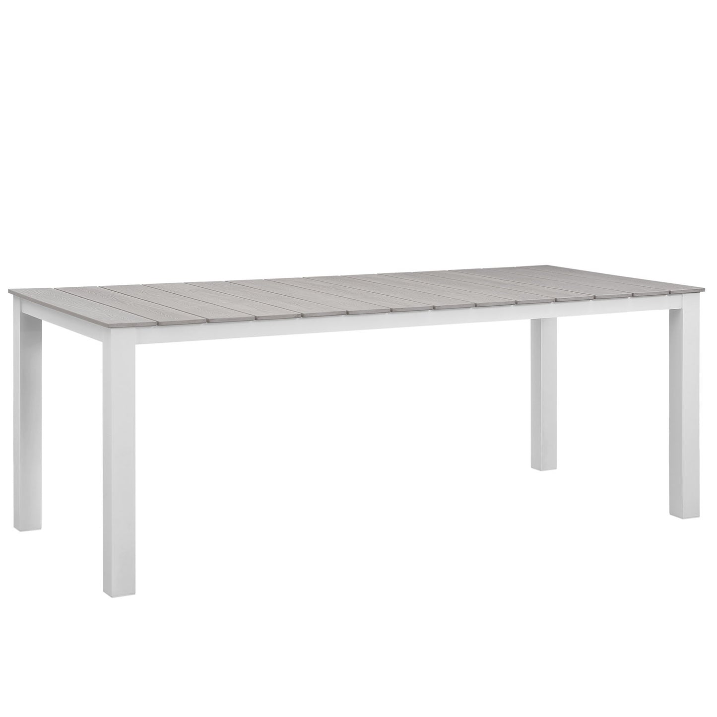 Maine 80" Outdoor Patio Dining Table by Modway in White Light Gray