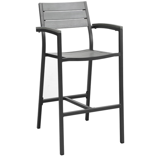 Maine Outdoor Patio Bar Stool by Modway in Brown Gray