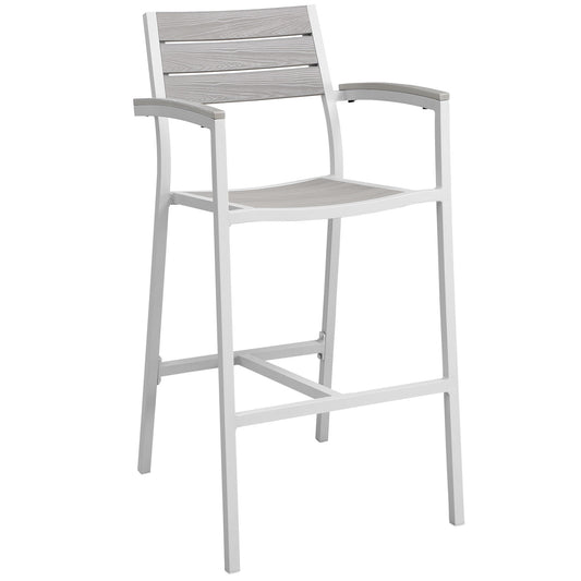 Maine Outdoor Patio Bar Stool by Modway in White Light Gray