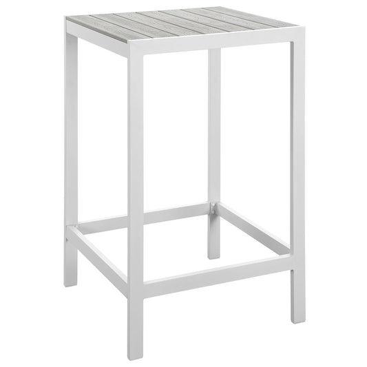 Maine Outdoor Patio Bar Table by Modway in White Light Gray