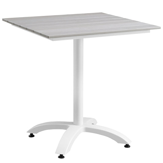 Maine 28" Outdoor Patio Dining Table by Modway in White Light Gray