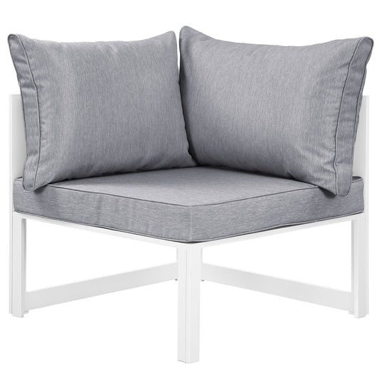 Fortuna Corner Outdoor Patio Armchair by Modway in White Gray