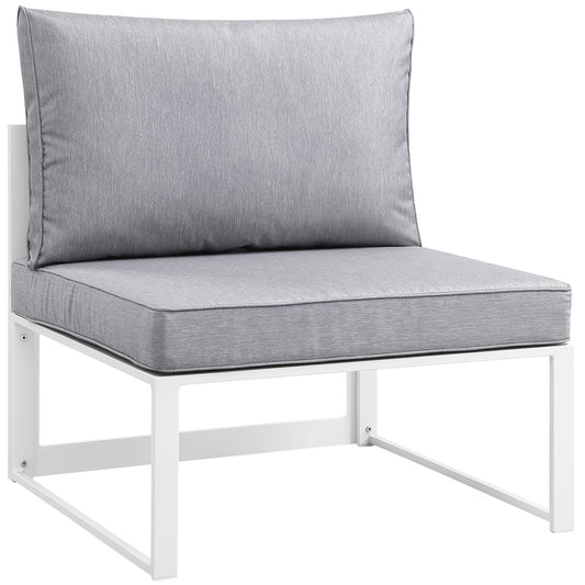 Fortuna Armless Outdoor Patio Chair by Modway in White Gray