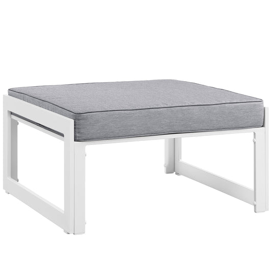 Fortuna Outdoor Patio Ottoman by Modway in White Gray