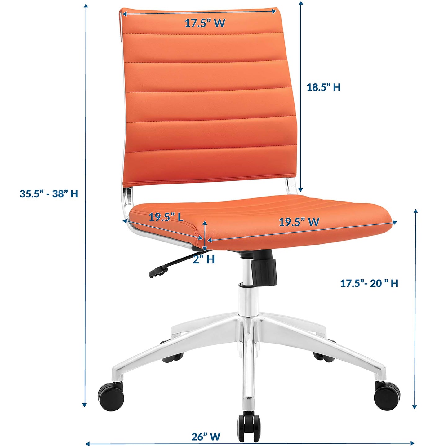 Jive Armless Mid Back Office Chair by Modway in Orange