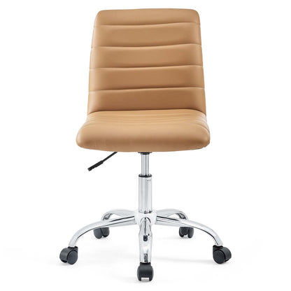 Ripple Armless Mid Back Vinyl Office Chair by Modway in Tan