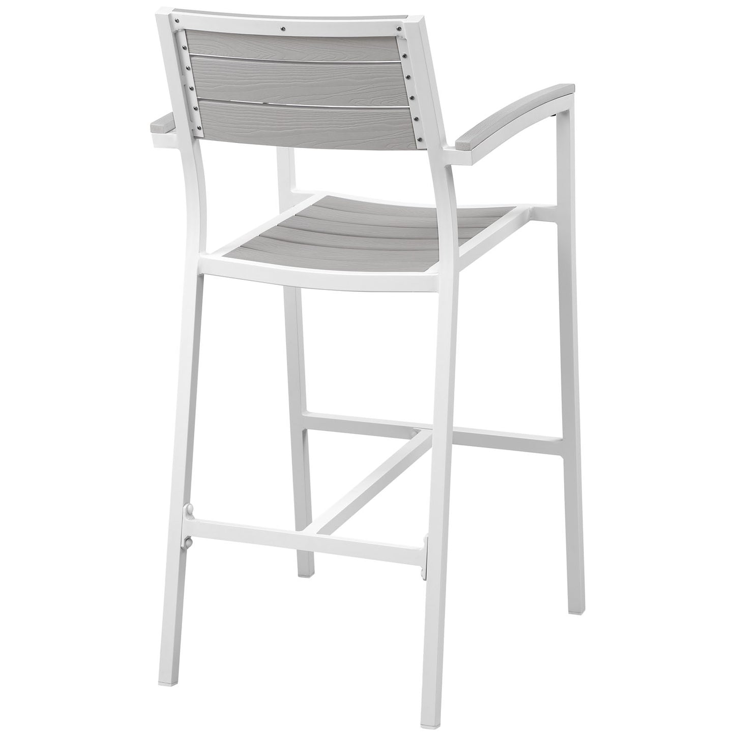 Maine Outdoor Patio Bar Stool Set of 2 by Modway in White Light Gray