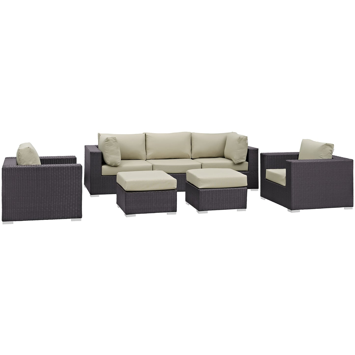 Gather 7 Piece Outdoor Patio Sectional Set by Modway in Espresso Beige