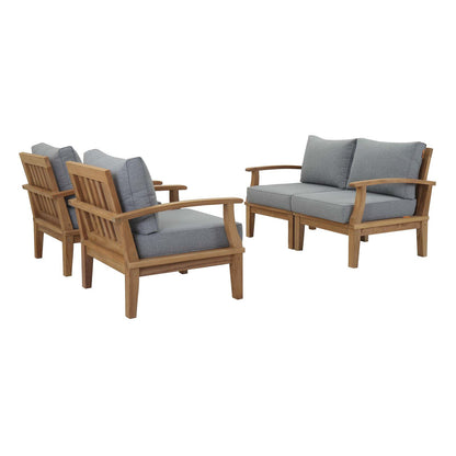 Marina 4 Piece Outdoor Patio Teak Set by Modway in Natural Gray