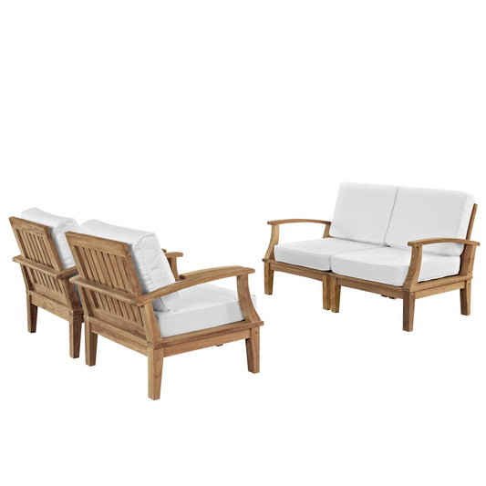 Marina 4 Piece Outdoor Patio Teak Set by Modway in Natural White