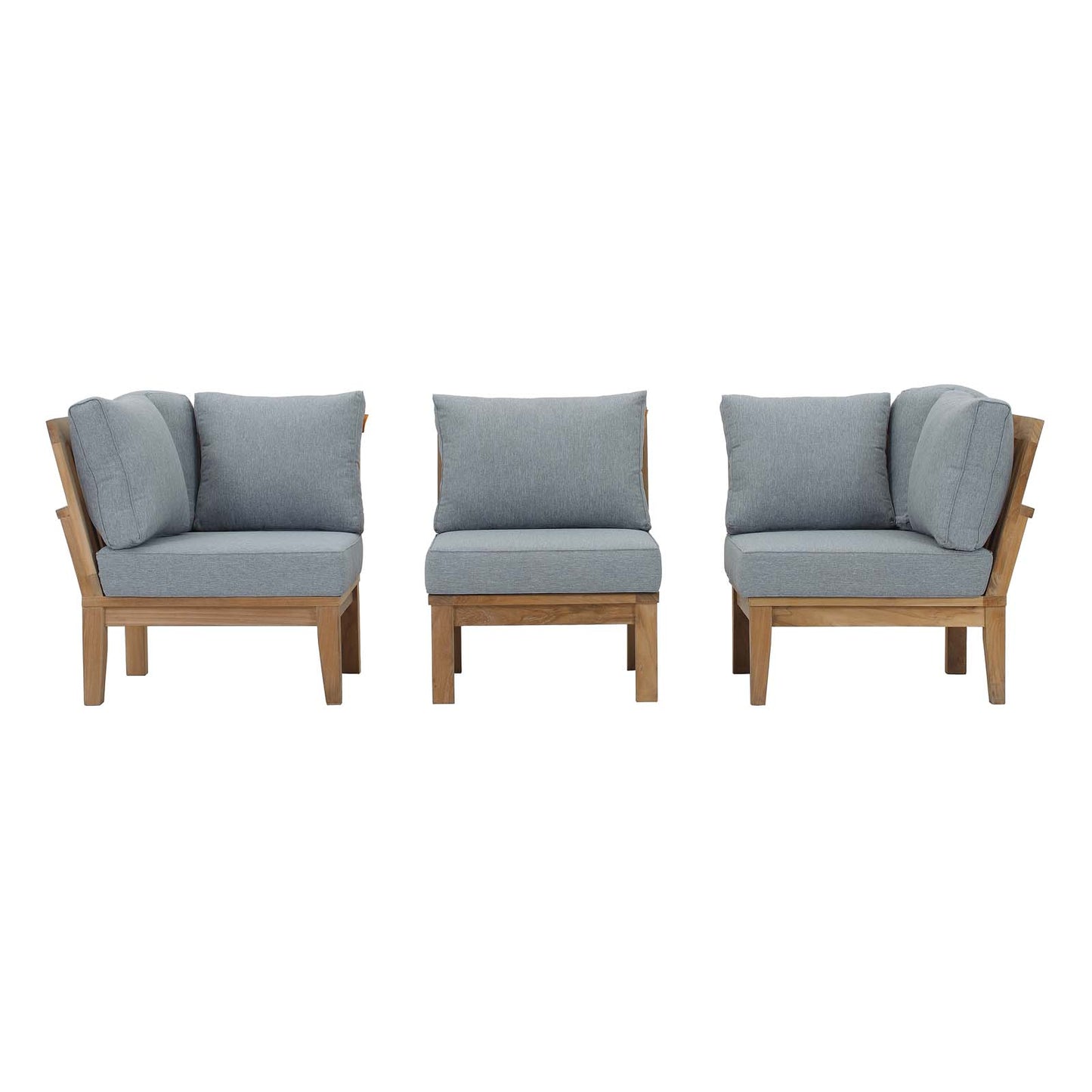 Marina 3 Piece Outdoor Patio Teak Set by Modway in Natural Gray