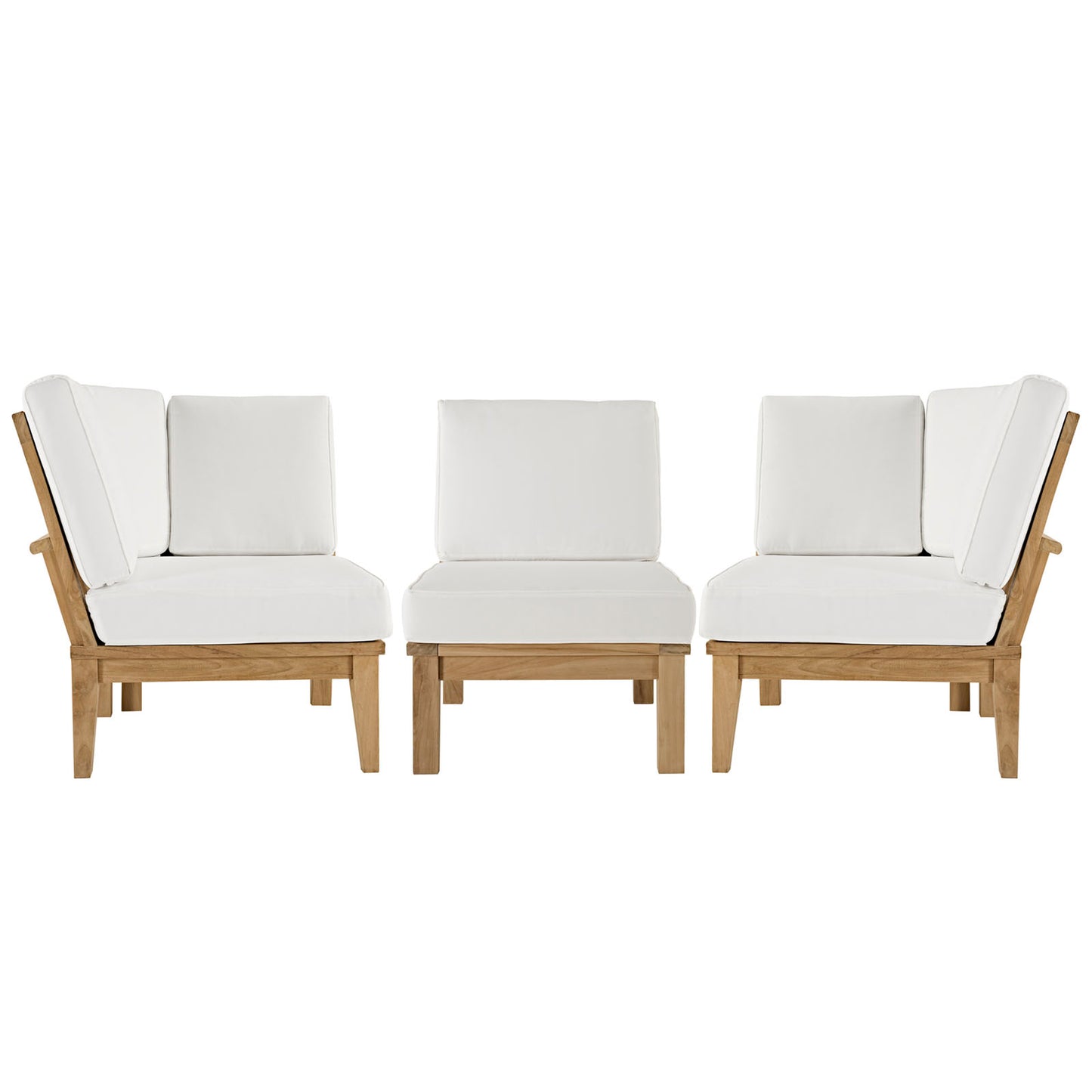 Marina 3 Piece Outdoor Patio Teak Set by Modway in Natural White