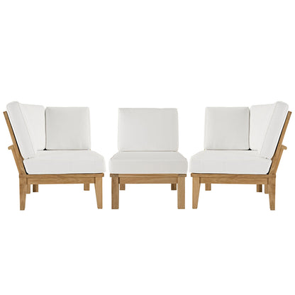 Marina 3 Piece Outdoor Patio Teak Set by Modway in Natural White