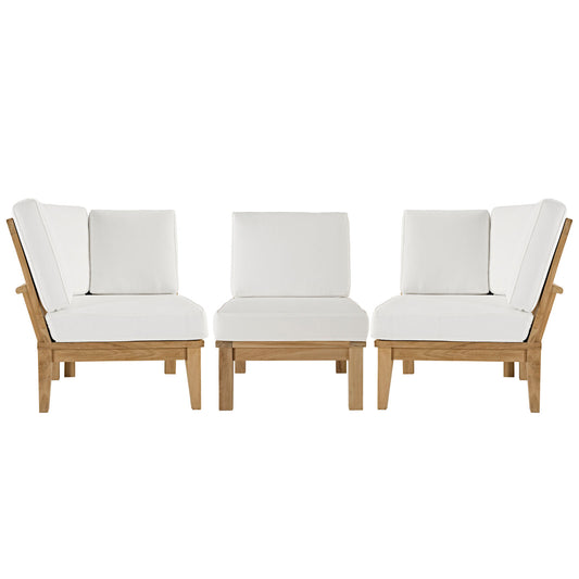Marina 3 Piece Outdoor Patio Teak Set by Modway in Natural White