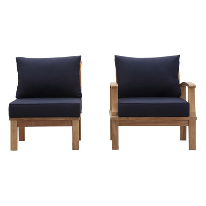 Marina 2 Piece Outdoor Patio Teak Set by Modway in Natural Navy
