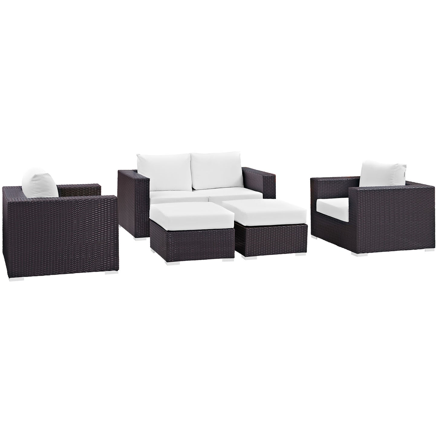 Convene 5 Piece Outdoor Patio Sofa Set by Modway in Espresso White