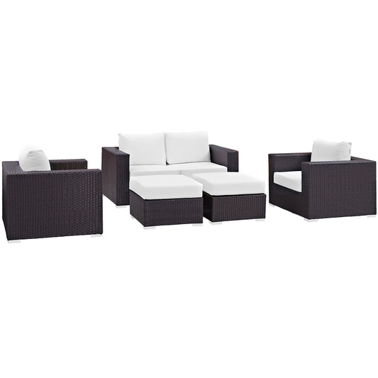 Convene 5 Piece Outdoor Patio Sofa Set by Modway in Espresso White