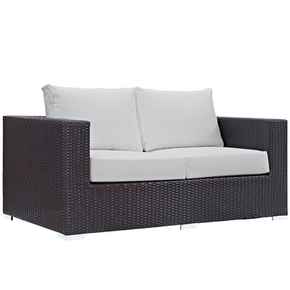 Convene 5 Piece Outdoor Patio Sofa Set by Modway in Espresso White