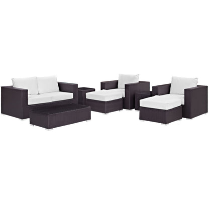 Convene 8 Piece Outdoor Patio Sofa Set by Modway in Espresso White