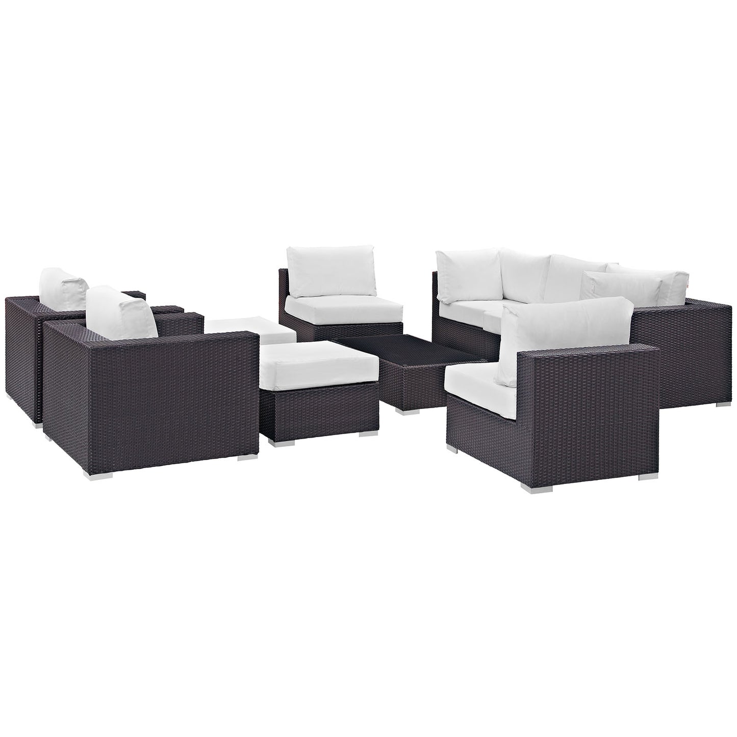 Convene 10 Piece Outdoor Patio Sectional Set by Modway in Espresso White