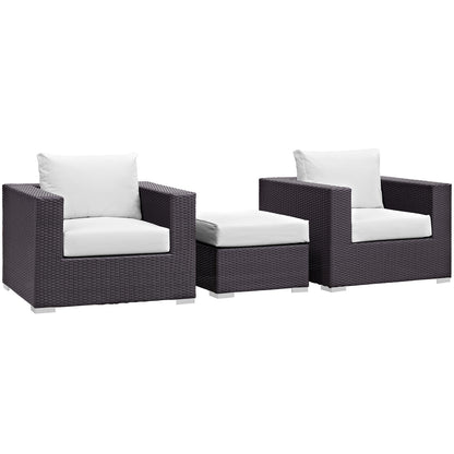 Convene 3 Piece Outdoor Patio Sofa Set by Modway in Espresso White