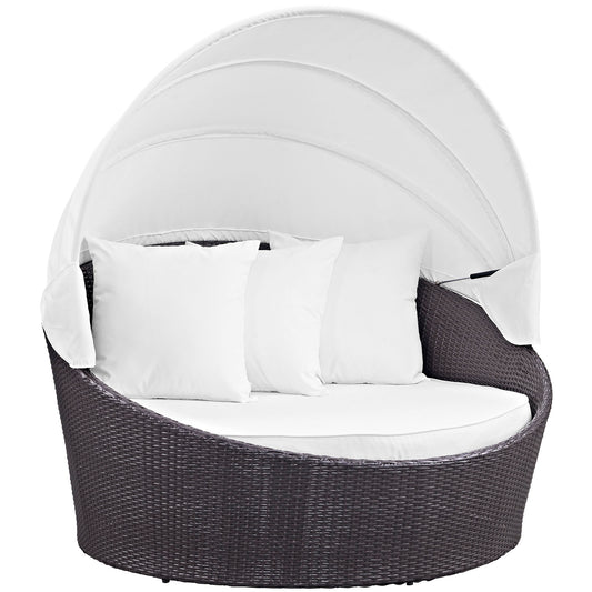 Convene Canopy Outdoor Patio Daybed by Modway in Espresso White