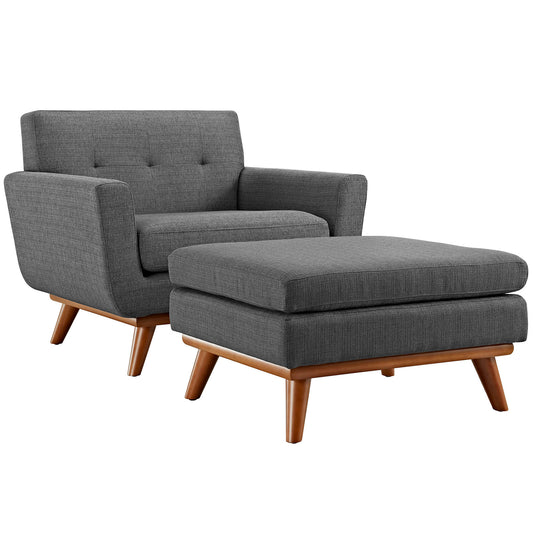 Engage 2 Piece Armchair and Ottoman by Modway in Gray