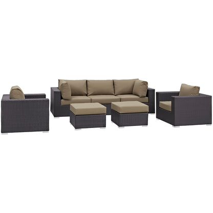 Convene 7 Piece Outdoor Patio Sectional Set by Modway in Espresso Mocha