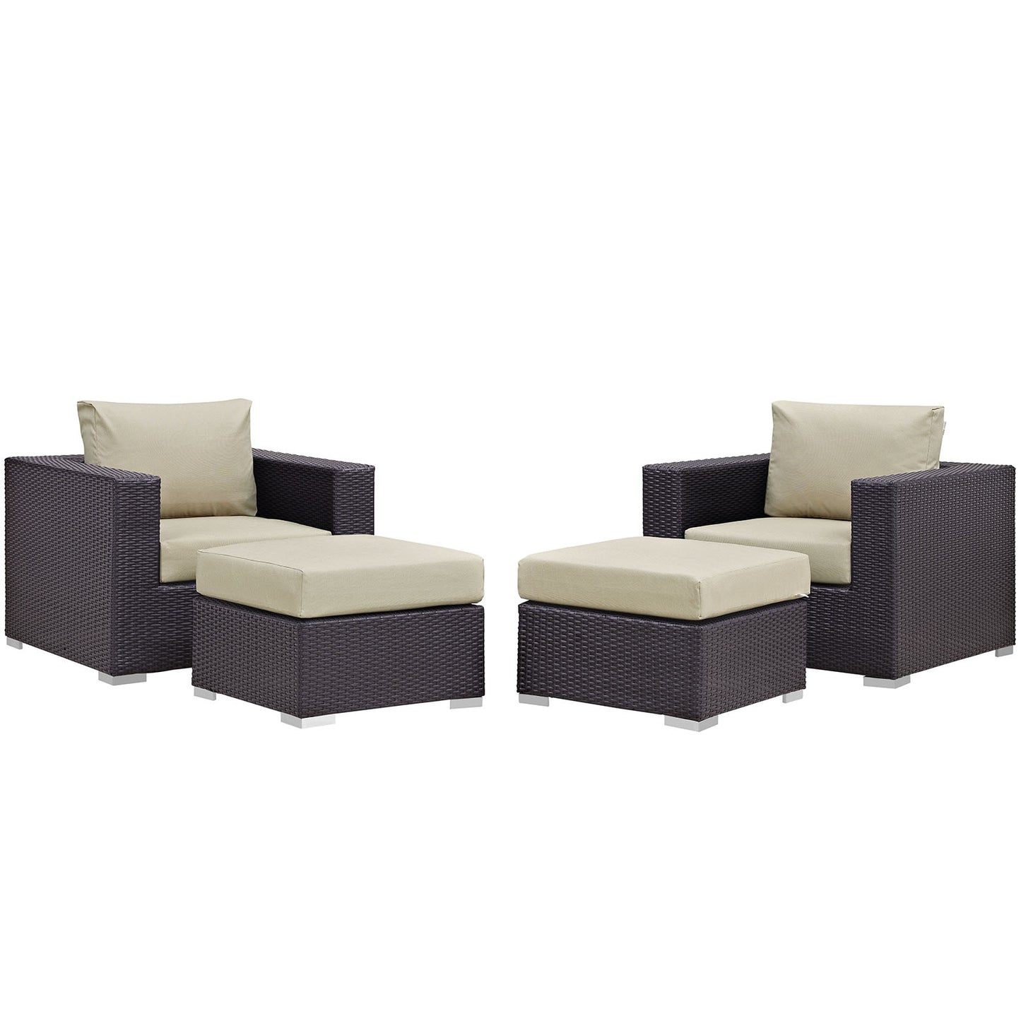 Convene 4 Piece Outdoor Patio Sectional Set by Modway in Espresso Beige
