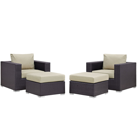 Convene 4 Piece Outdoor Patio Sectional Set by Modway in Espresso Beige