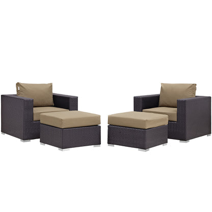 Convene 4 Piece Outdoor Patio Sectional Set by Modway in Espresso Mocha