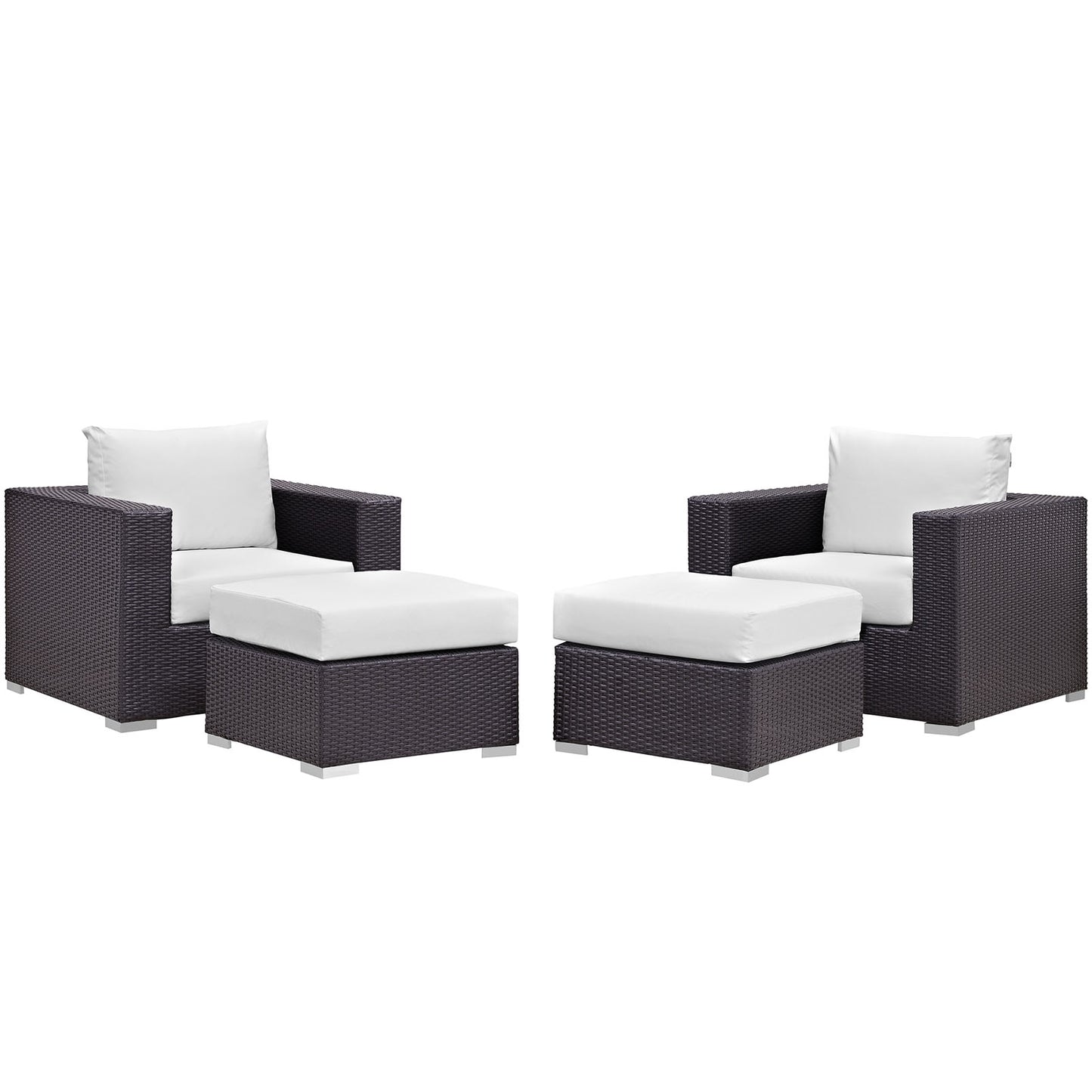 Convene 4 Piece Outdoor Patio Sectional Set by Modway in Espresso White