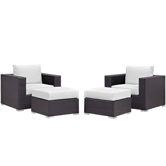 Convene 4 Piece Outdoor Patio Sectional Set by Modway in Espresso White