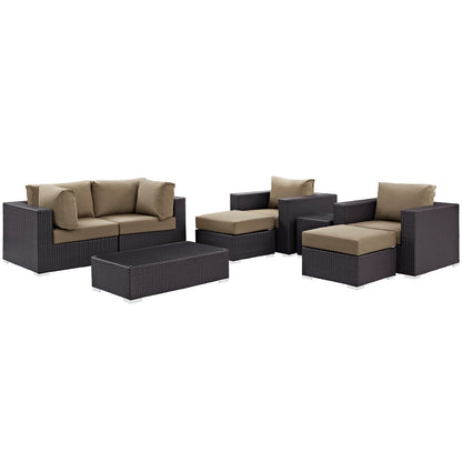 Convene 8 Piece Outdoor Patio Sectional Set by Modway in Espresso Mocha