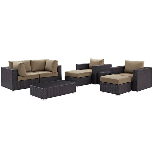 Convene 8 Piece Outdoor Patio Sectional Set by Modway in Espresso Mocha